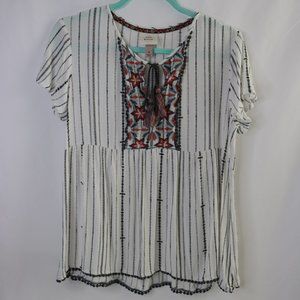 Knox Rose Boho Peasant Blouse Embroidered